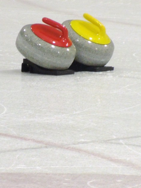 These stones weigh 42-lbs. each, but felt light as air gliding on the ice.